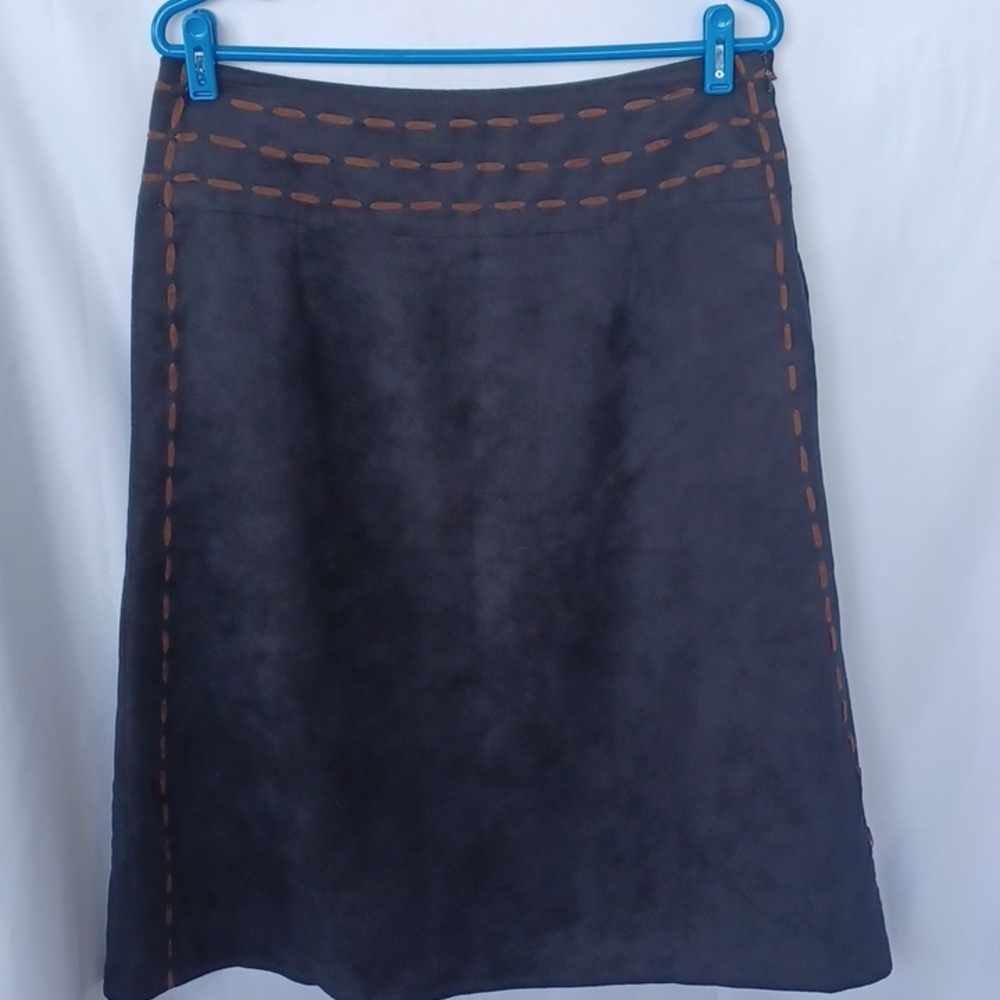 Richard Malcolm Faux Suede A Line‎ Skirt Black Size 10